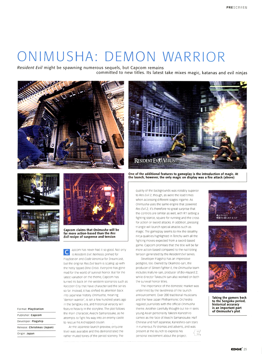EDGE Magazin Sengoku Resident Evil Biohazard Onimusha Demon Warrior